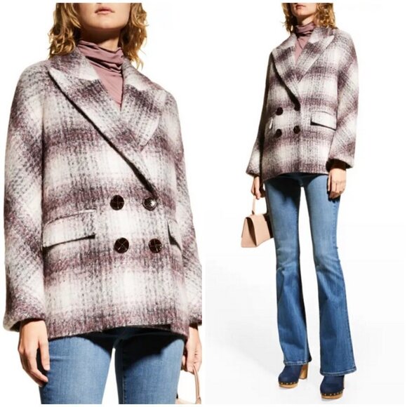 Veronica Beard Jackets & Blazers - 💕VERONICA BEARD💕 Deena Plaid Double-Breasted Dickey Coat ~ Bordeaux Large NWOT